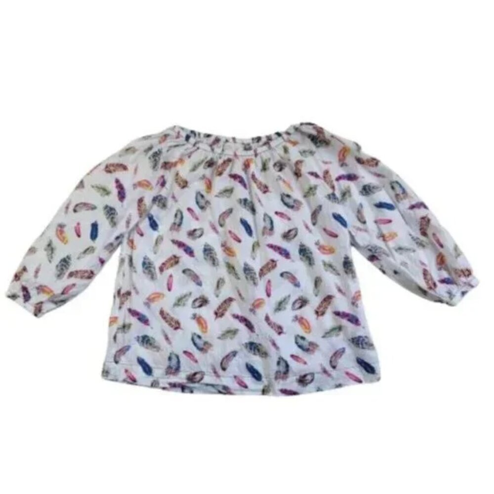 Peek Girls Feather Printed Peasant Blouse Size 12